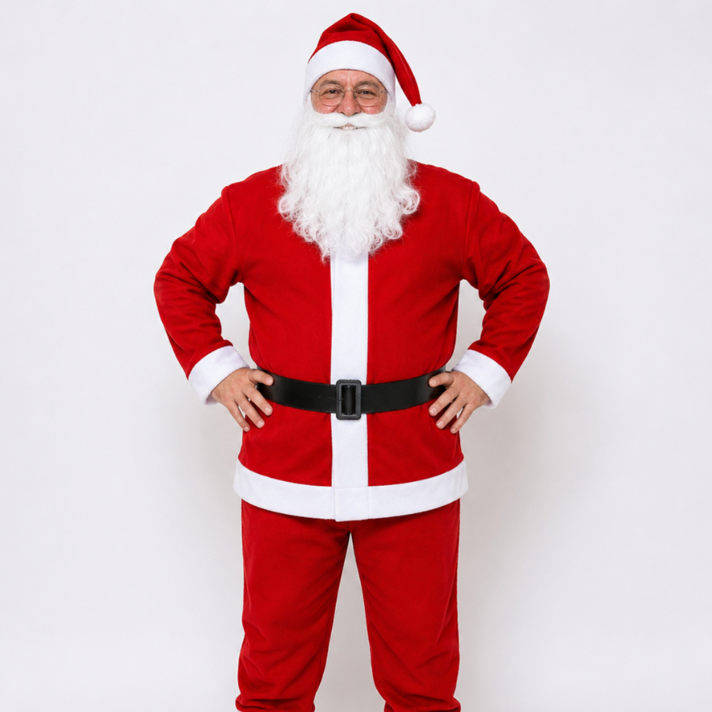 Roupa de Papai Noel Conjunto Adulto Completo Fantasia Natalina Alta Qualidade - 5 Peças