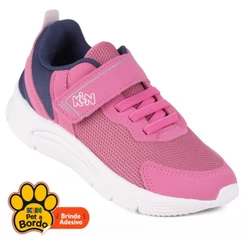 Tênis Infantil Klin Menina Casual Esportivo com Velcro e Elástico Super Confortável - Rosa