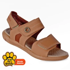 Sandália Papete Infantil Klin Menino Original Confortável Anatômica Velcro Caramelo Calce Fácil