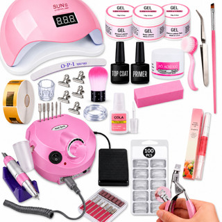 Kit Unhas em Gel Completo Profissional Manicure Cabine Sun5 Lixadeira Porquinho