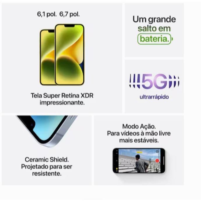 Apple Iphone 14 meia noite 128gb com caixa e acessorios