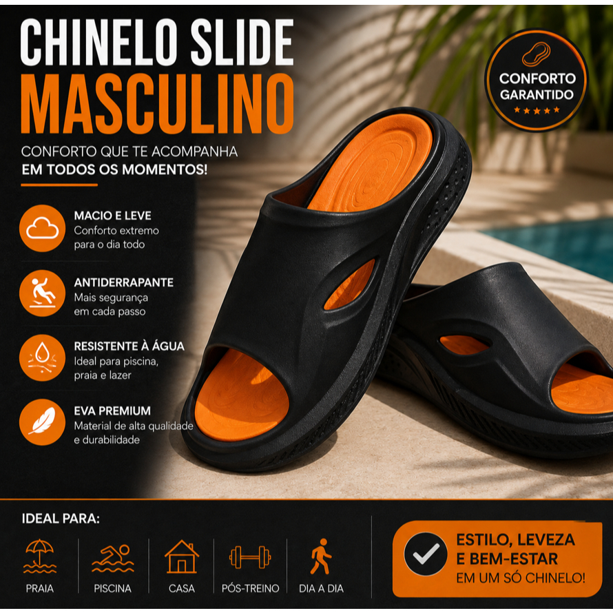 Chinelo Slide Nuvem EVA Antiderrapante Confortável Ortopédico Estiloso Macio Conforto