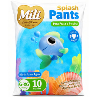 Fralda para Nadar Mili Splash Pants Praia e Piscina G-XG 10 fraldas 13kg a 19kg