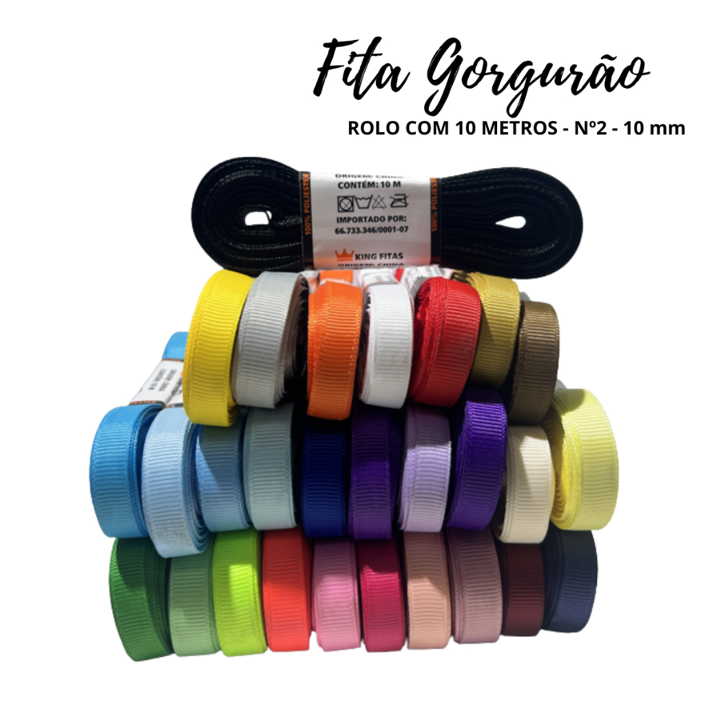 Fita de Gorgurão KGP002 - 10mm de Largura em peça com 10 metros