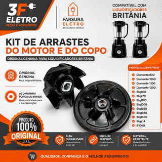 Arraste Original Motor e Copo Liquidificador Britania Diamante 800 Diamante 900 Diamante 1050w / B1000