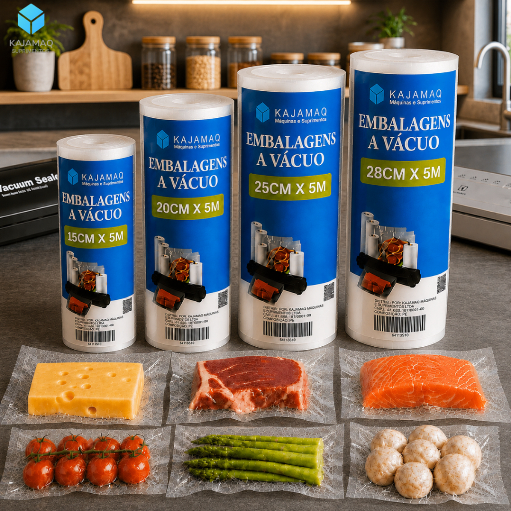 Kit 5 Rolo Bobina Gofrada Com Ranhuras Para Seladora A Vacuo Domestica Armazenar Alimentos Freezer Sous Vide Geladeira