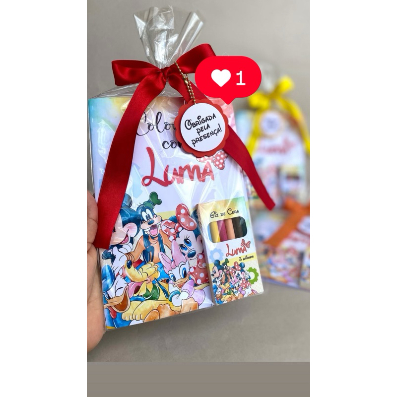 Livrinho de Colorir Personalizado + Giz de Cera | Lembrancinha Infantil - Kit 10 livrinho de colorir com giz
