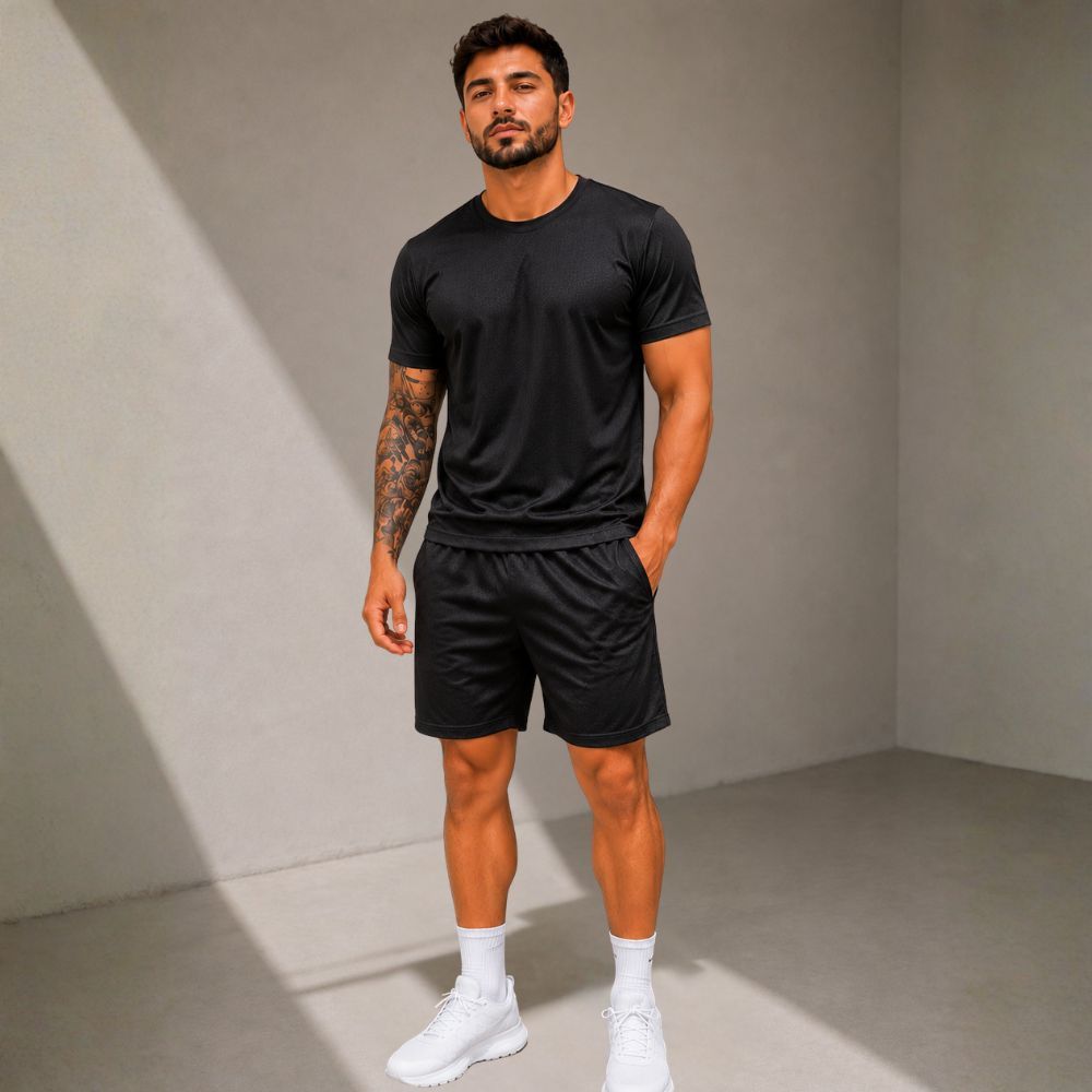 Conjunto Masculino Dry Fit Camiseta Manga Curta + Short Esportivo Academia Treino Fitness