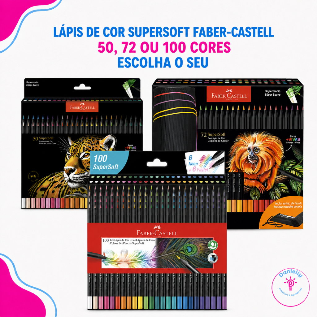 Lápis De Cor Supersoft Faber Castell 50/72 OU 100 CORES - ESCOLHA O SEU