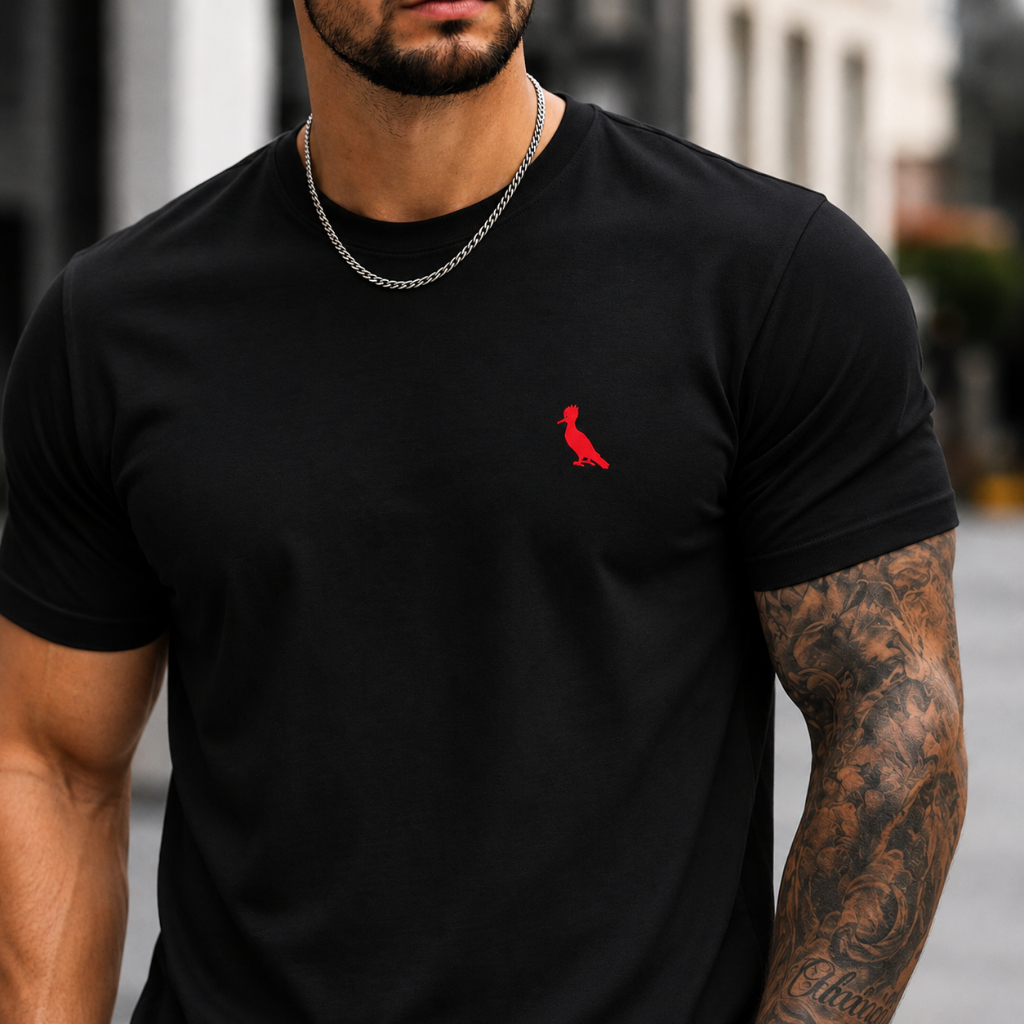 Camiseta Masculina Básica Premium Preta Manga Curta Slim Fit Casual Confortável