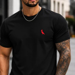 Camiseta Masculina Básica Premium Preta Manga Curta Slim Fit Casual Confortável