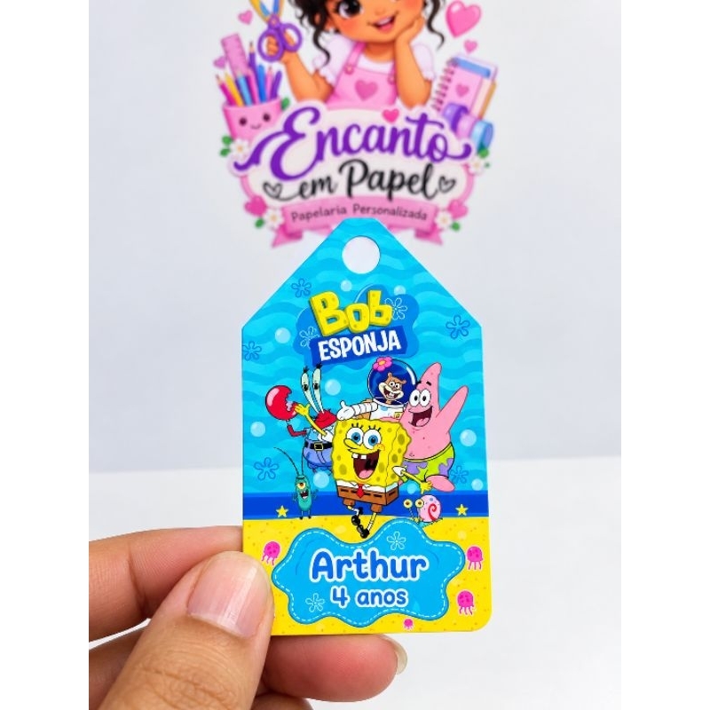 Kit Tags Personalizadas para Lembrancinhas - Bob Esponja | Festa Infantil