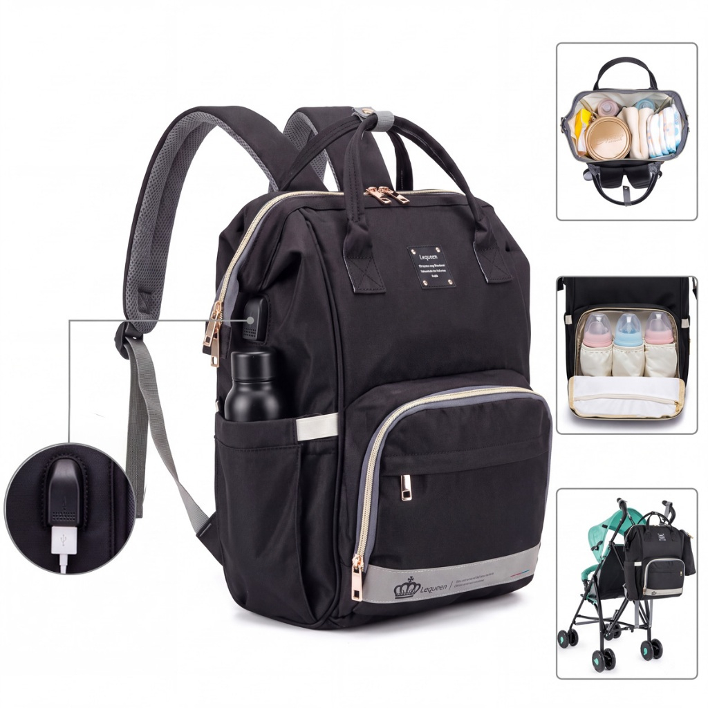 Mochila Bolsa Maternidade Bebê Lequeen Menina Menino Com Porta Mamadeira Térmico