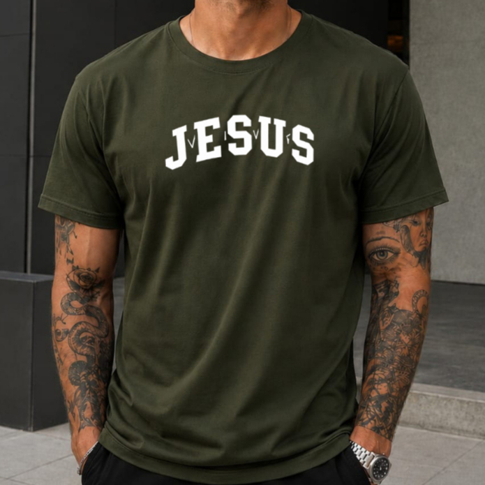 Camiseta Masculina JESUS Estampada Premium Streetwear Cristão Algodão Confortável Camisa 100% Algodão Blusa Oversized