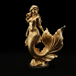 Estátua Sereia Escultura 15x13cm Decorativa Decoração Sereismo Miniatura Colecionável Enfeite de Luxo Sala Escritório
