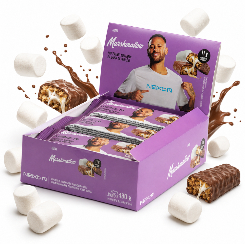 Caixa 12 Barras de Proteína Whey Pré Treino Marshmallow 40g - Next10