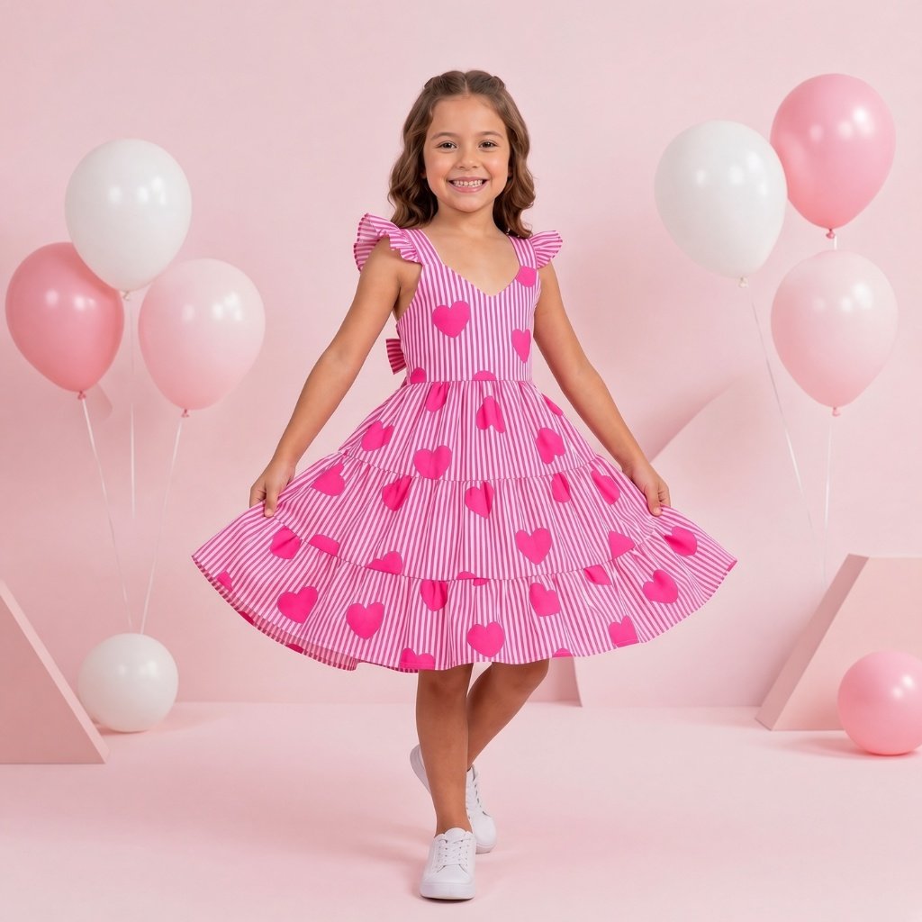 Vestido Infantil Menina Alcinha com Babado Luxo Primavera Verão Confortável Várias Estampas de 2 a 10 Anos