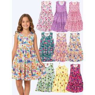Kit 1/2 ou 5 Vestido Infantil Menina Suplex Fresquinho Confortável 1 ao 12 Anos Sortido Roupa Menina