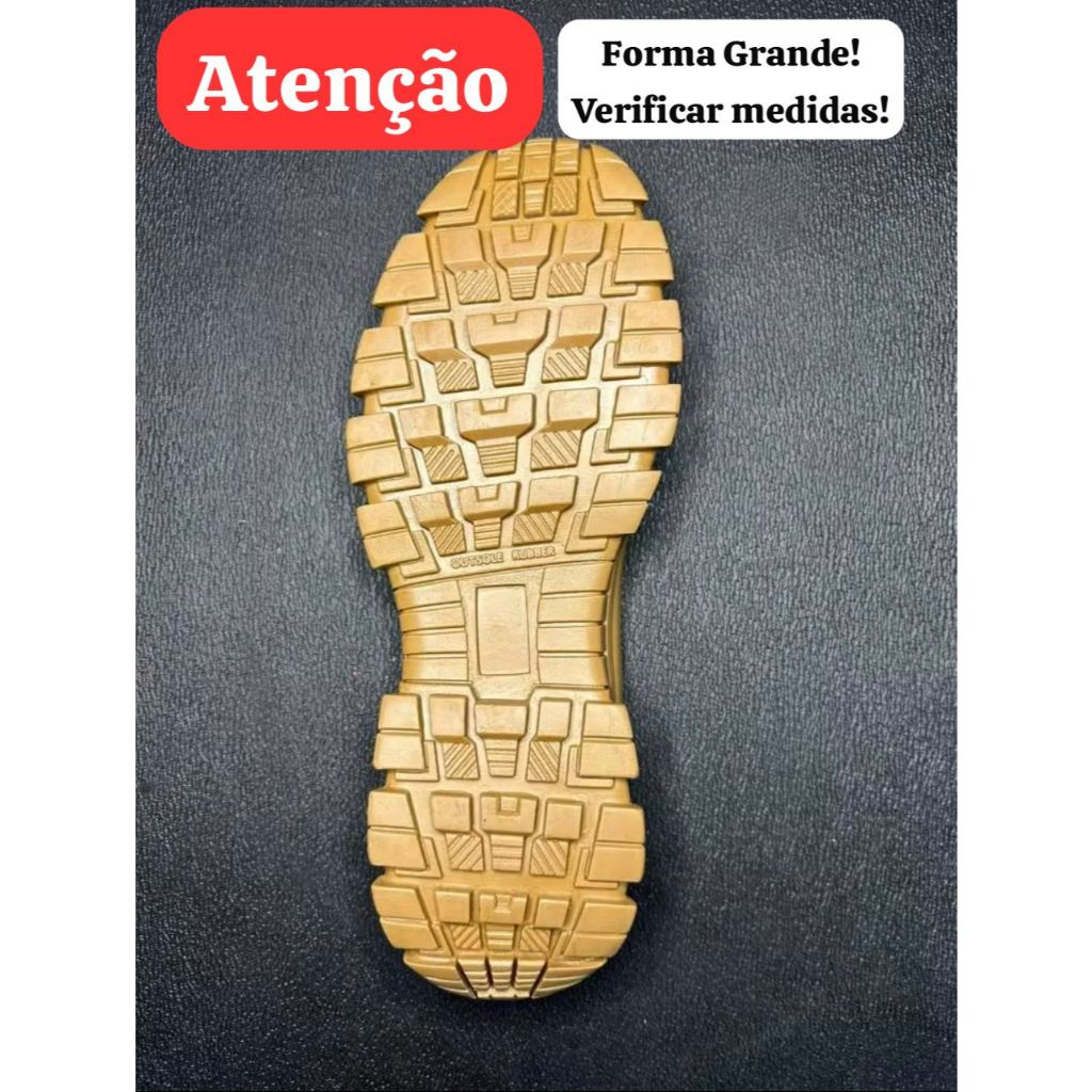 SOLADO DE BORRACHA PARA BOTA/ COTURNO TÁTICO - TRATORADO MILITAR - REPOSIÇÃO - ALTA RESISTENCIA - NA COR CARAMELO - PAR