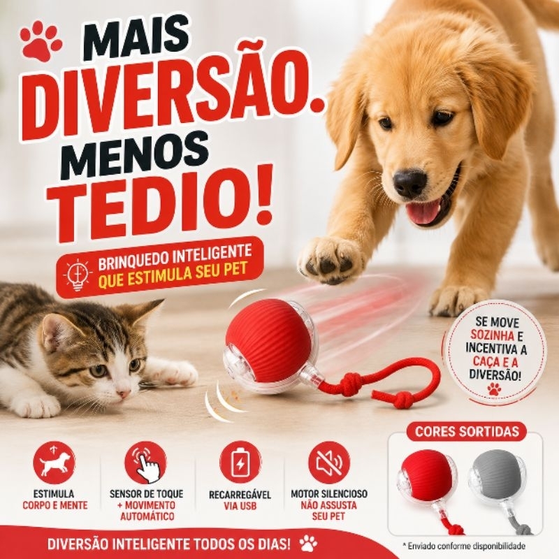 Bola de rolamento automática, brinquedo interativo para filhotes, treinamento elétrico para cães