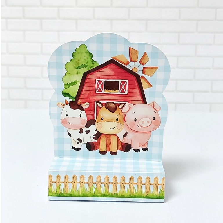 Fazendinha Azul - Porta Bis Duplo Personalizado/PEGUE e MONTE/Aniversario/Lembrancinha/Festa