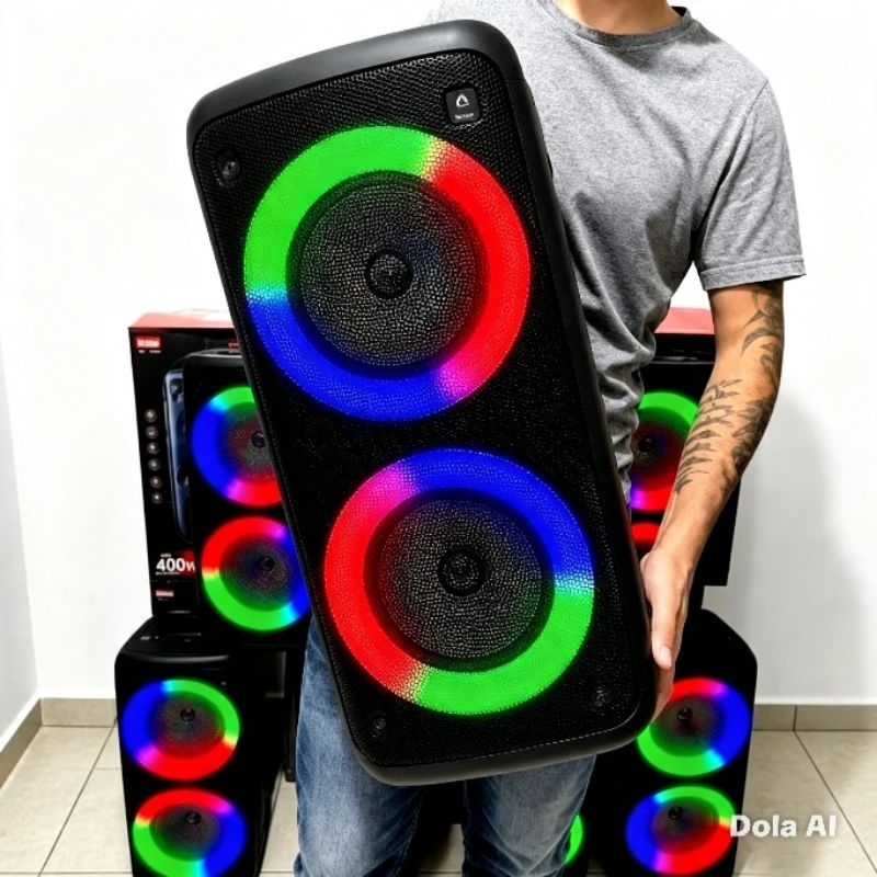 mega caixa de som gigante com 500w com 55 cm altura tws,leds,com entrada microfone,karaoke, bluetooh ,radio,pendrave