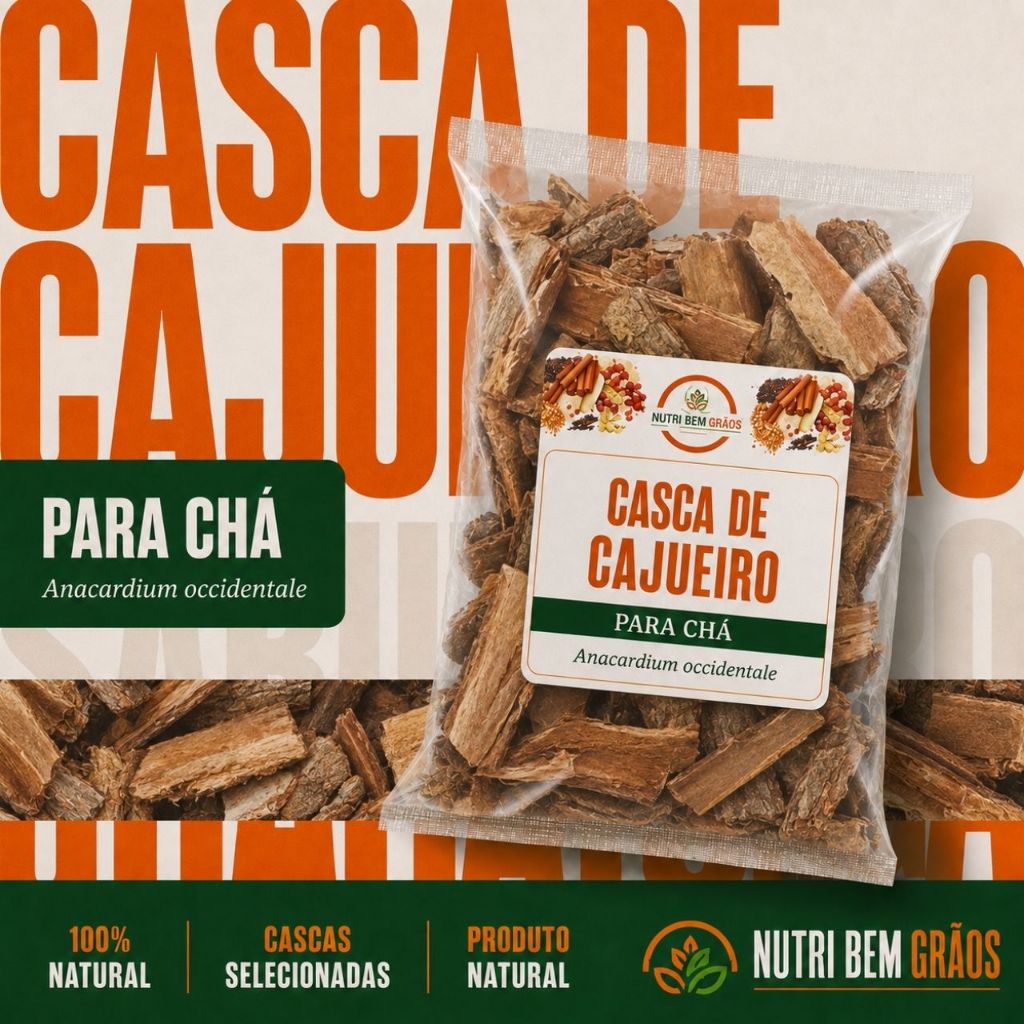 Cajueiro Casca Natural Chá - Anacardium occidentale - Casca Selecionada Premium