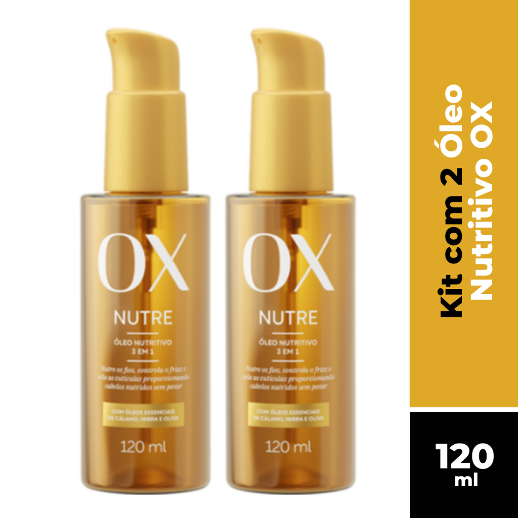 KIT C/2 ÓLEO NUTRITIVO 3 EM 1 OX NUTRE 120ML