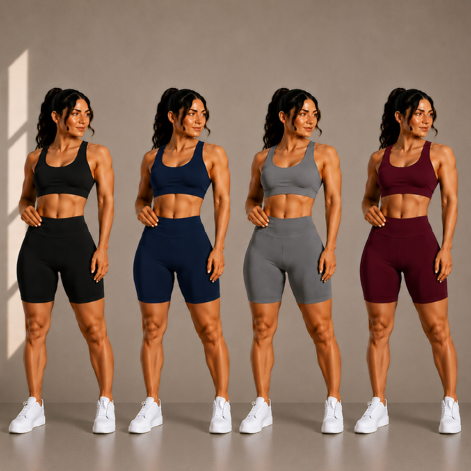 KIT 2 3 4 Bermuda Ciclista Feminina Cintura Alta Suplex Fitness Academia