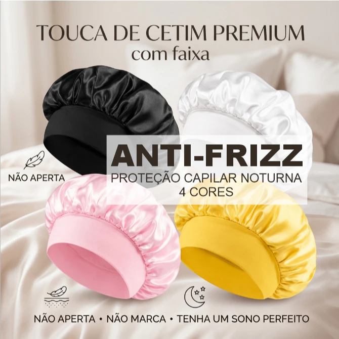 2 Toucas de Cetim Premium com Faixa de Malha com Elastano