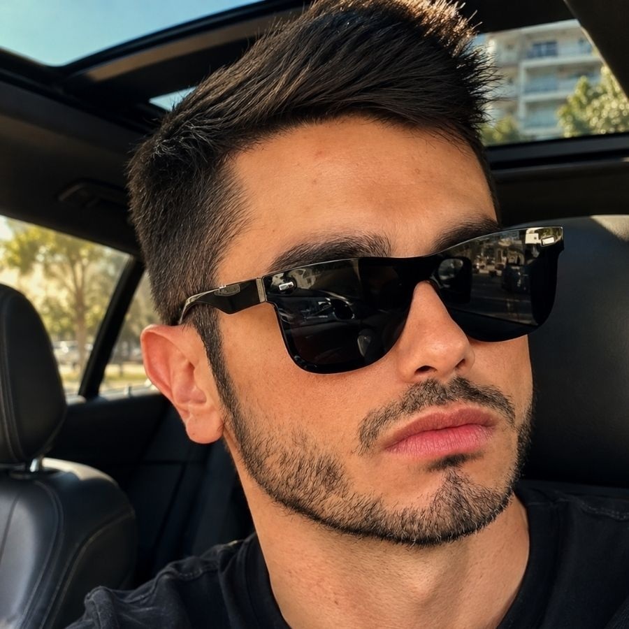 Óculos de Sol Masculino Preto Lentes Espelhadas Verão Praia Escuro Com Proteção UV 400 Oferta Seven