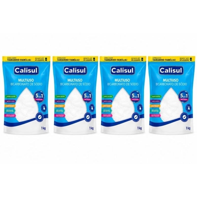 Bicarbonato de Sódio variações 1kg e 500g Calisul Puro Removedor de Manchas e Cheiros Limpador Multiuso — imagem 2 de 2