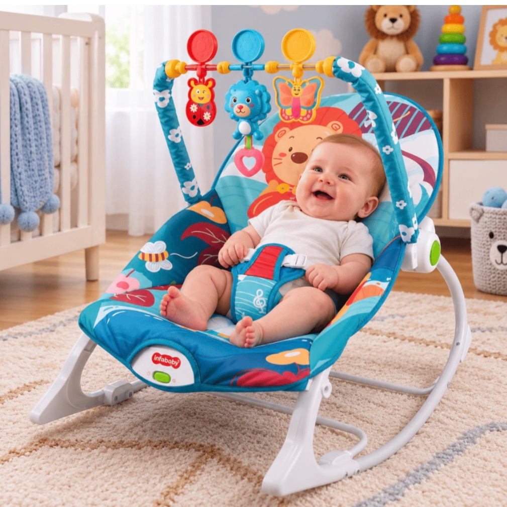 Cadeira de Descanso e Balanço Infantil Vibratoria Para Bebe Zippy Brinquedo Toca Musica