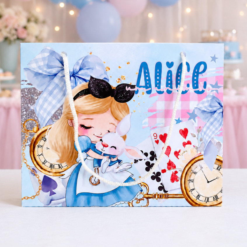 Sacolinha surpresa Personalizada Alice no País das Maravilhas cute pegue e monte envio rápido