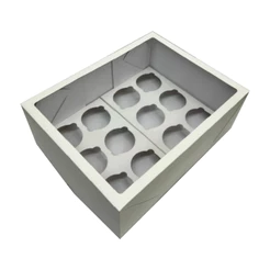 kit 5~20 Caixa Para 12 Cupcake Com Visor 33X25X12