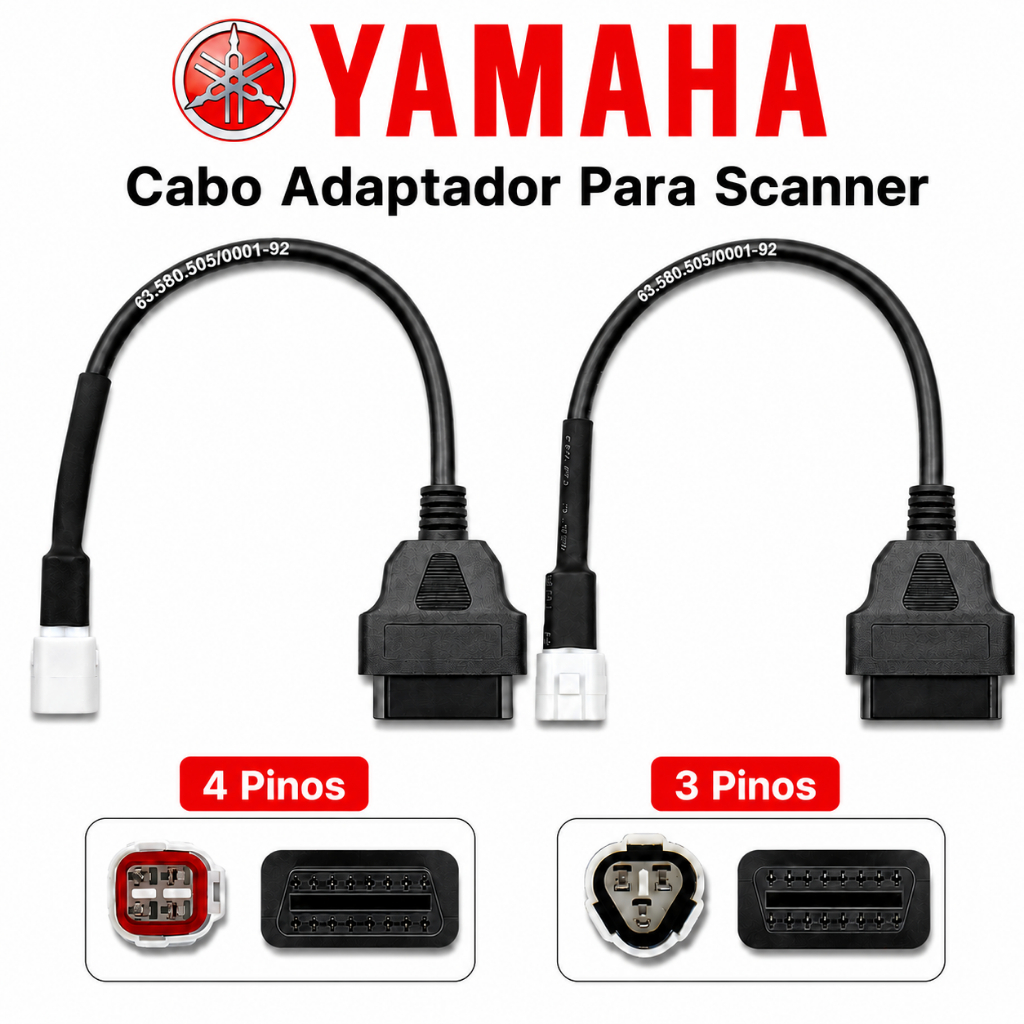 Cabo Obd2 Adaptador Scanner Moto Yamaha 3 e 4 Pinos 16 Pinos Diagnóstico Injeção ECU Factor Fazer Crosser Lander NMax