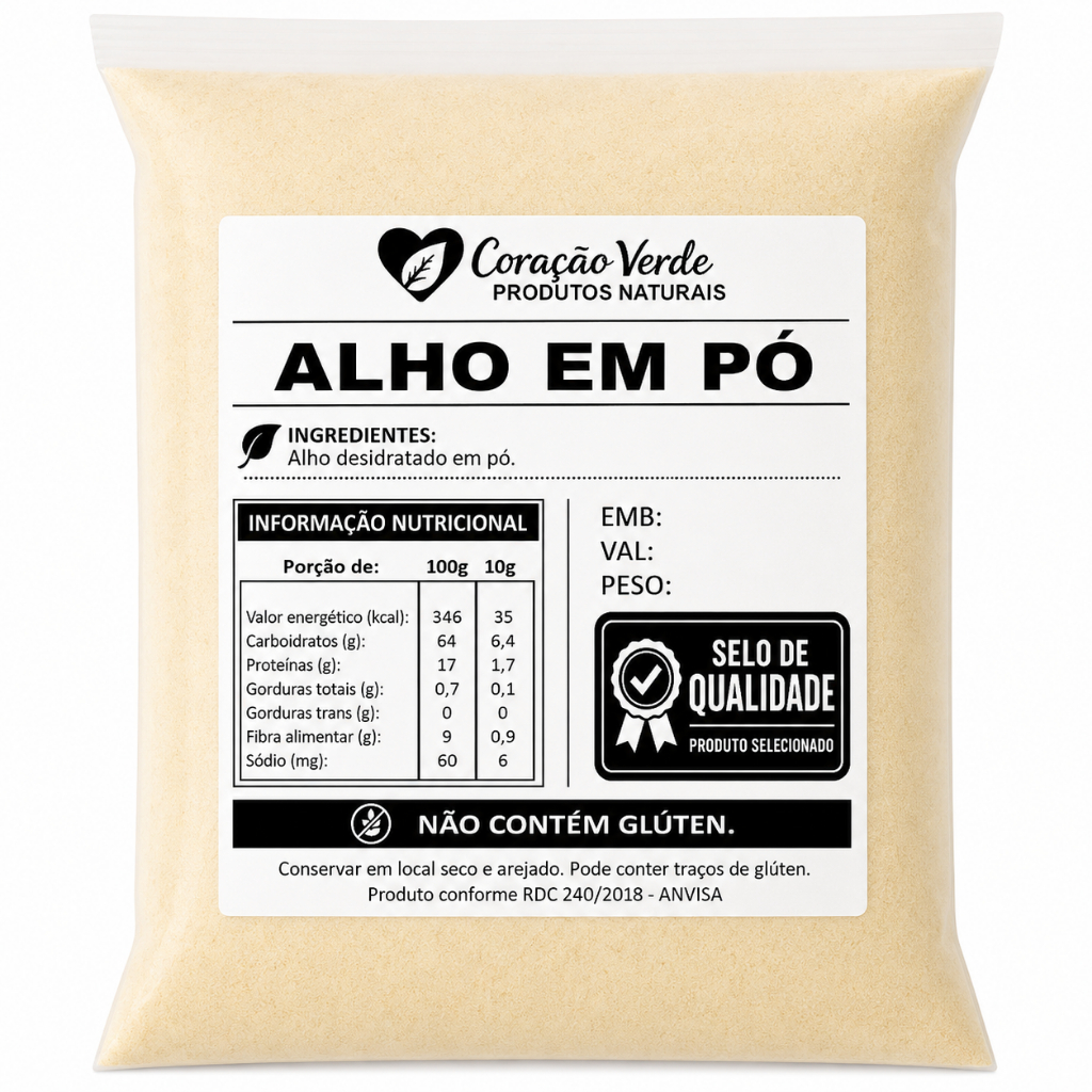 Alho em Pó para Temperos e Receitas 150g 250g 500g 1kg