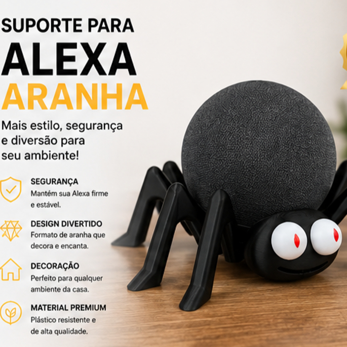 Suporte para Echo Dot 4a e 5a Geração – Aranha Decorativa | Base Criativa para Alexa
