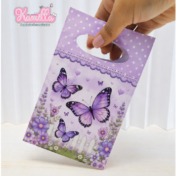 Mini Sacolinha Surpresa no tema BORBOLETAS LILÁS - PEGUE E MONTE / Lembrancinhas / Festa Decoração Aniversário