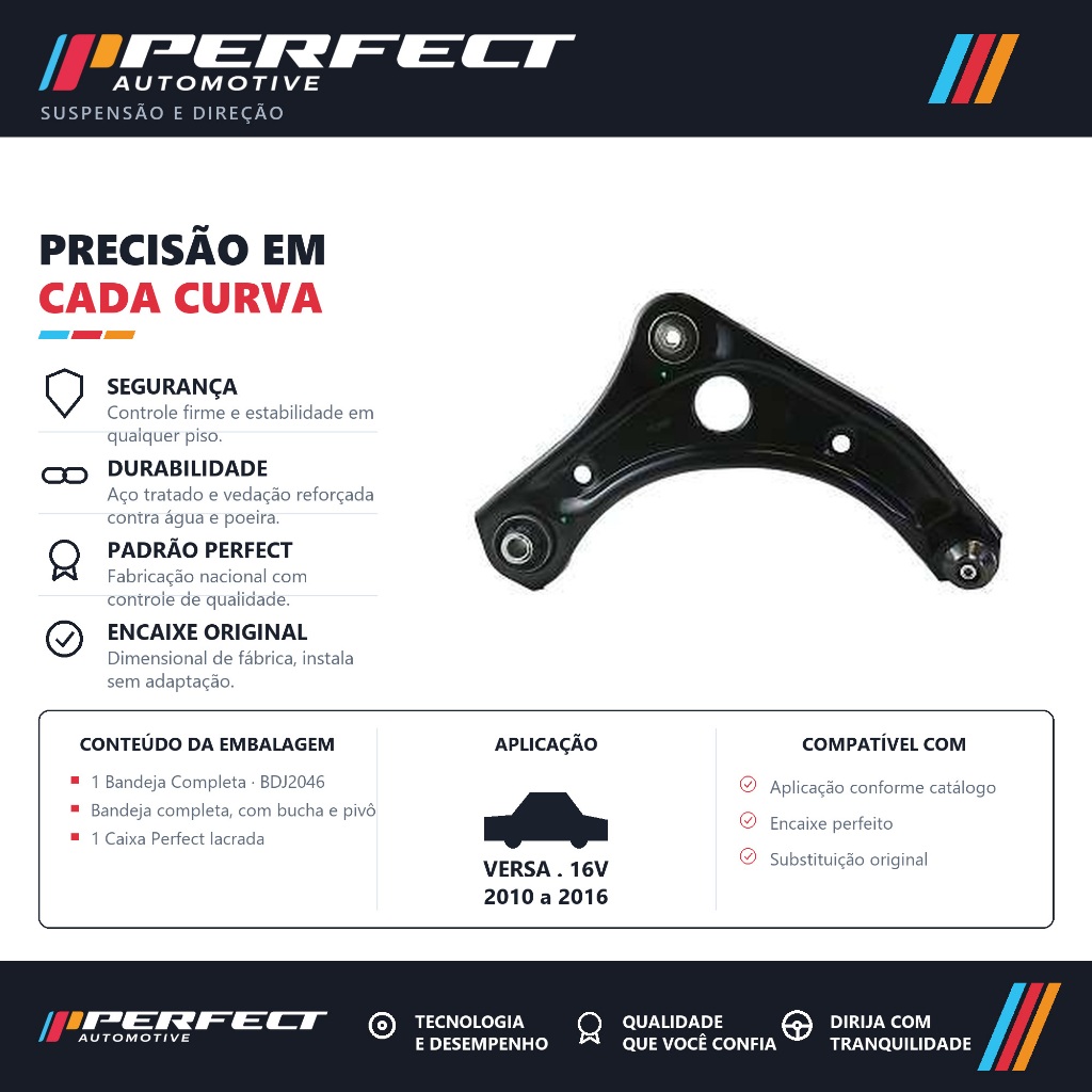 Bandeja De Suspensão direita Versa 1.6 16V 2010 Até 2016 Original Perfect