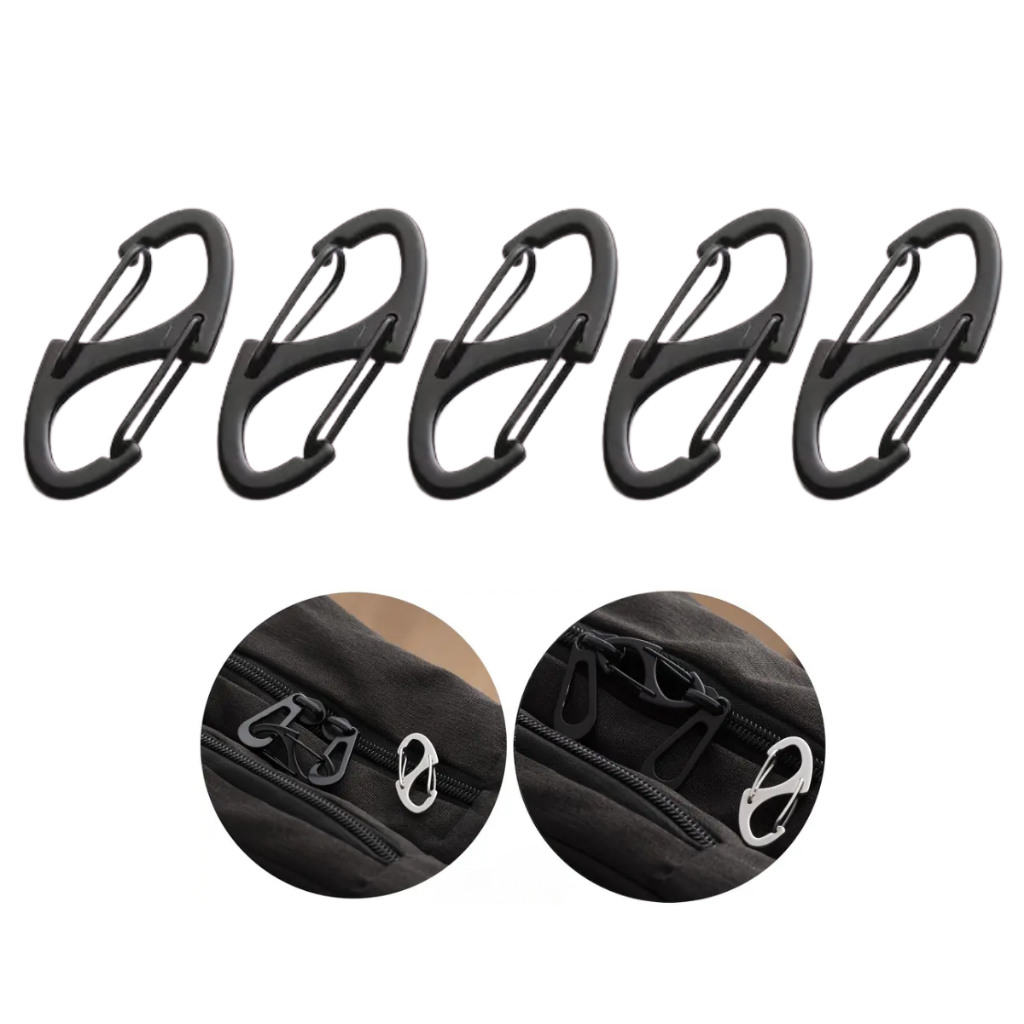 Kit 5 Clip antifurto para zíper trava protetor mochilas bolsas metal