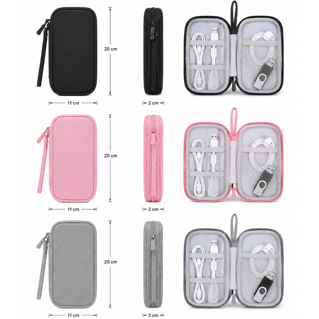Organizador de cabos necessaire de cabos e de Produtos Digitais Portáteis USB power bank pen drive