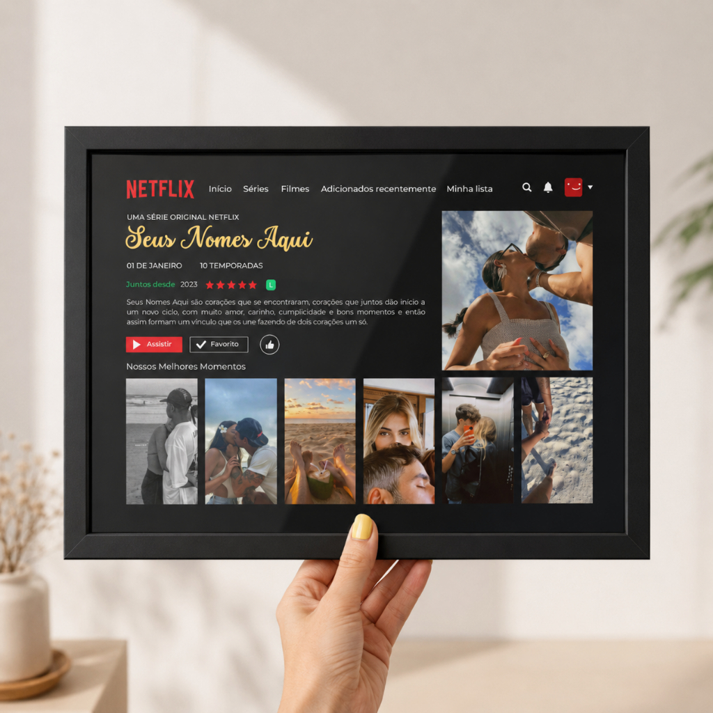 Quadro Personalizado Namorix Filme Casal Dia dos Namorados com Sua Foto Presente Moldura e Vidro