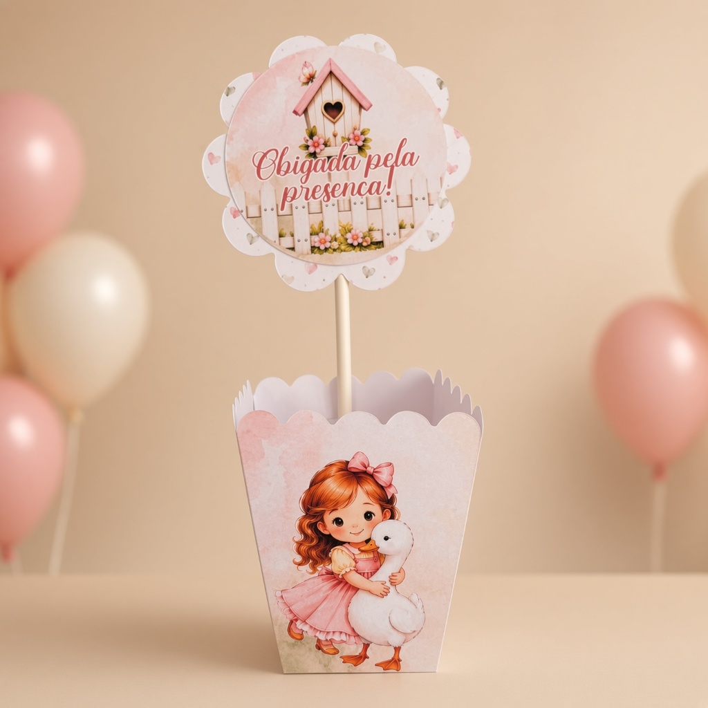 Centros de mesa Cachepô A MENINA E O GANSO lembrancinhas personalizadas  aniversario infantil decoração kit festa