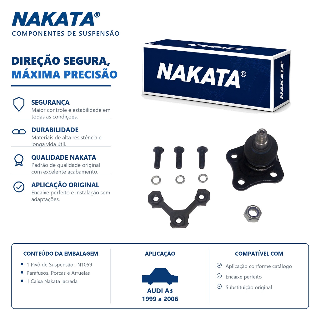 PIVO SUSPENSAO DIREITO AUDI A3 1999 a 2006 NAKATA