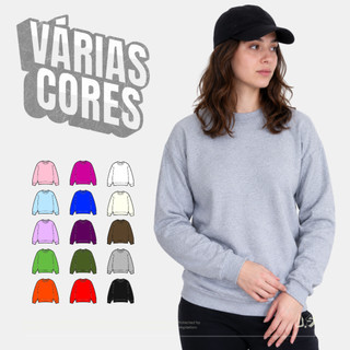 Moletom Feminino Gola Careca Peluciado Grosso Blusa de Frio Premium Várias Cores