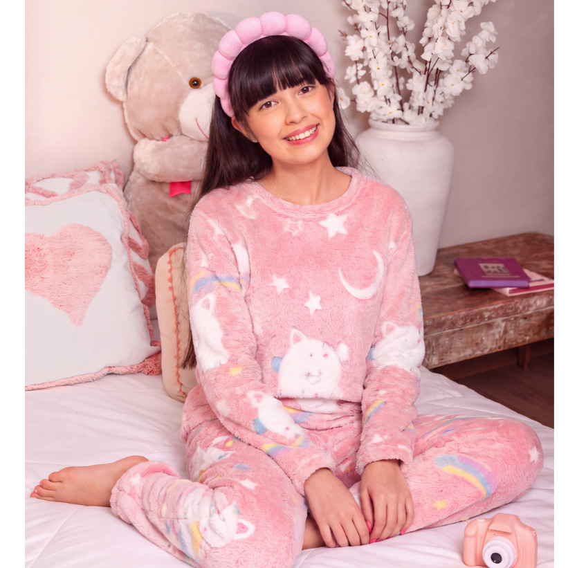 Pijama Infantil Fleece Peludinho Ted – Quentinho, Fofinho e Perfeito para Inverno Fechado