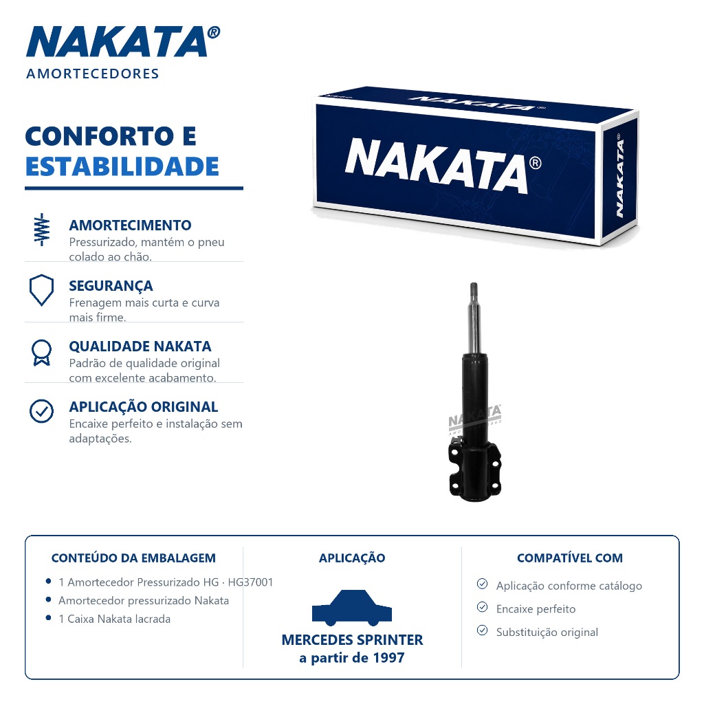Amortecedor Dianteiro Mercedes Sprinter 308 310 311 312 313 1997 a 22012 Nakata HG37001