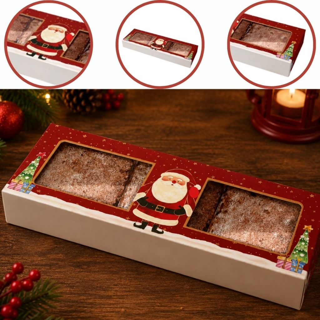 20 CAIXA P/ 3 BROWNIES C/VISOR NATAL 21X7X3 - CONTO DE NATAL 5631 (NATAL 2025 IDEIA)