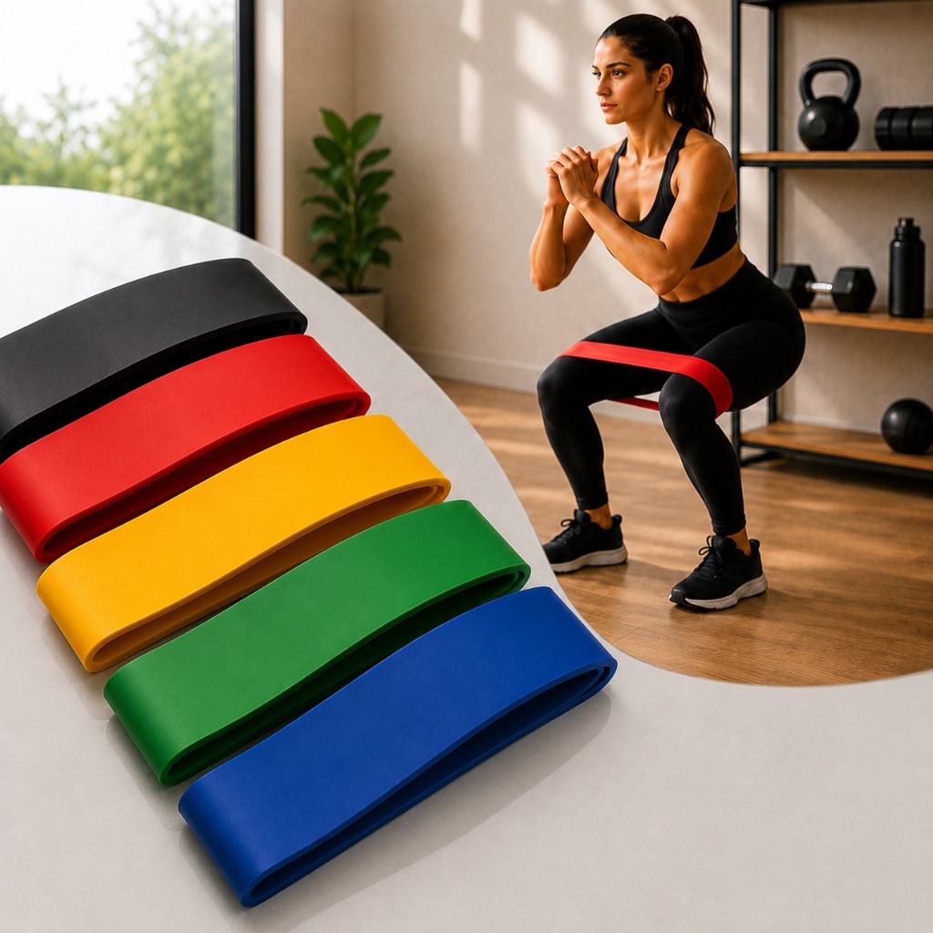 Kit 5 Mini Bands Faixas Elásticas TPE 5 Espessuras Treino Funcional Academia